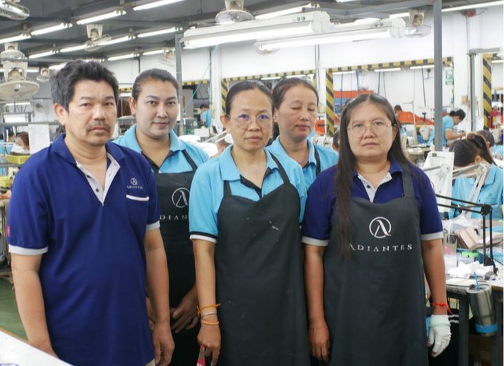 Photo caption: Nantana Sukked (in centre), aged 46, has works in production support at Adiantes