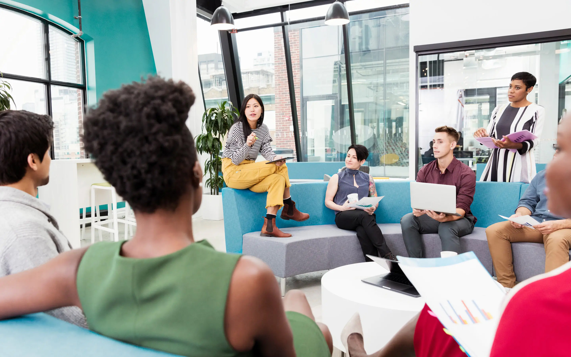 People talking in a workplace