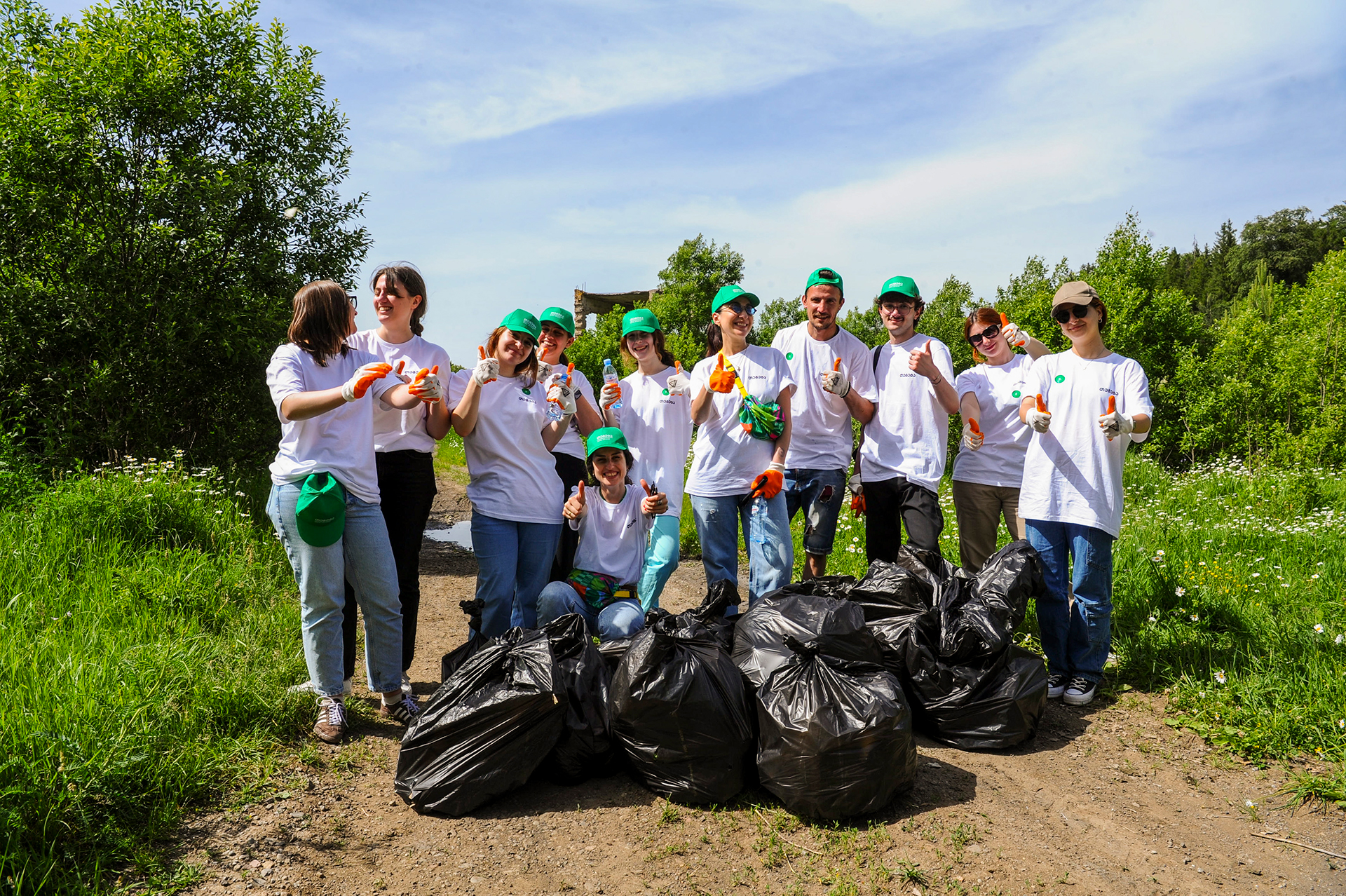 Cleaning team in a rural place
