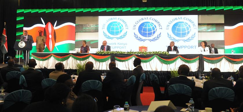President Uhuru Kenyatta addressing the UN Global Compact Anti-Corruption Working Group Meeting