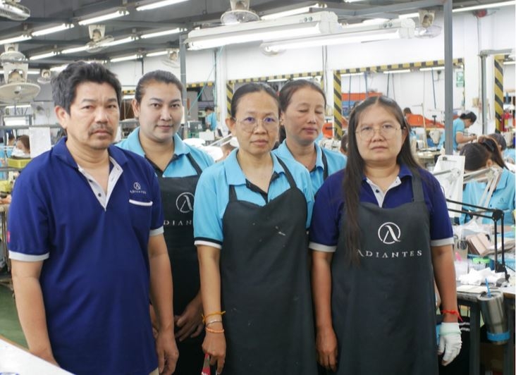 Photo caption: Nantana Sukked (in centre), aged 46, has works in production support at Adiantes