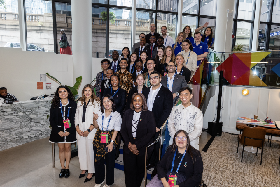 Sanda Ojiambo and students at UNGA 2025