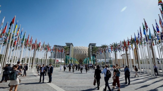 International flags with people 