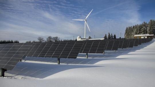 Windmill and solar panel