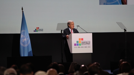 Antonio Guterres speaking at the Financing for Development Conference in Seville, Spain
